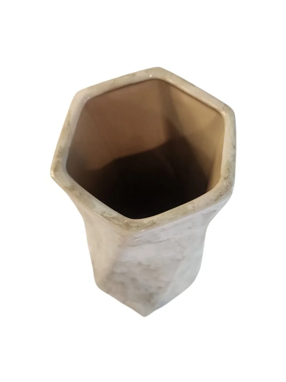 Ceramic Vase White Ivory  Beige Variegated Twist Design